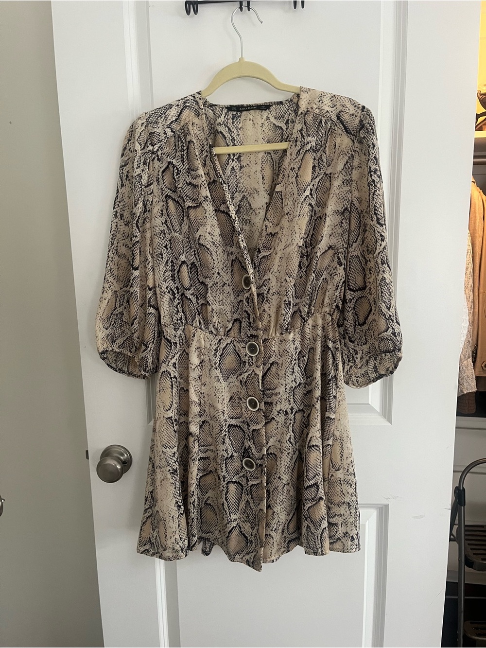 Zara Basic Neutral Snake-Print Top
